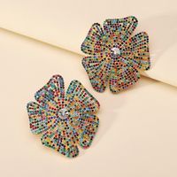 1 Pair Glam Exaggerated Lady Flower Plating Inlay Zinc Alloy Crystal Ear Studs main image 10