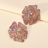 1 Pair Glam Exaggerated Lady Flower Plating Inlay Zinc Alloy Crystal Ear Studs sku image 1