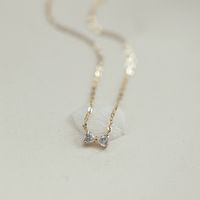 Casual Lady Bow Knot Sterling Silver Inlay Zircon Pendant Necklace main image 3
