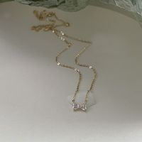 Casual Lady Bow Knot Sterling Silver Inlay Zircon Pendant Necklace main image 2