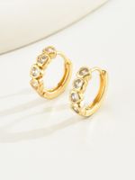 1 Pair Simple Style Classic Style Solid Color Inlay Copper Rhinestones Gold Plated Hoop Earrings main image 5