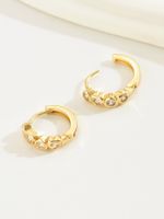 1 Pair Simple Style Classic Style Solid Color Inlay Copper Rhinestones Gold Plated Hoop Earrings main image 3