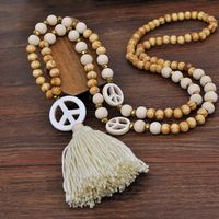 Ethnic Style Bohemian Symbol Wood Turquoise Cotton Wholesale Sweater Chain Long Necklace main image 3