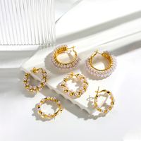 1 Paar Vintage-stil Französische Art Einfacher Stil Runden Twist Inlay Kupfer Perle Ohrringe main image 2