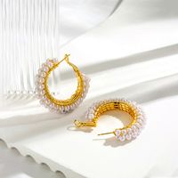 1 Paar Vintage-stil Französische Art Einfacher Stil Runden Twist Inlay Kupfer Perle Ohrringe main image 3