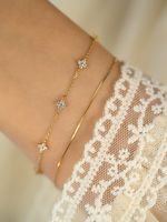 Elegant Korean Style Flower Sterling Silver Inlay Zircon Bracelets main image 6