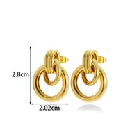 1 Pair French Style Simple Style Classic Style Semicircle Double Ring Copper Ear Studs main image 8