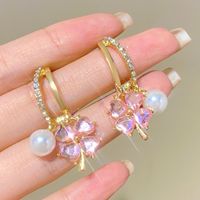 1 Pair Modern Style Classic Style Geometric Flower Inlay Alloy Rhinestones Drop Earrings main image 6