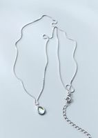 Simple Style Water Droplets Sterling Silver Inlay Gem Pendant Necklace sku image 1