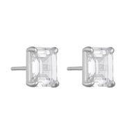 1 Pair Ig Style Modern Style Geometric Square Plating Inlay Sterling Silver Zircon 14k Gold Plated Rhodium Plated Ear Studs main image 4
