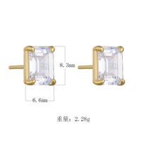 1 Pair Ig Style Modern Style Geometric Square Plating Inlay Sterling Silver Zircon 14k Gold Plated Rhodium Plated Ear Studs main image 5