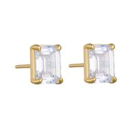 1 Pair Ig Style Modern Style Geometric Square Plating Inlay Sterling Silver Zircon 14k Gold Plated Rhodium Plated Ear Studs main image 6