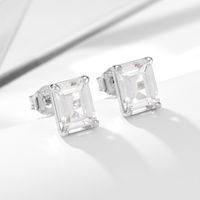 1 Pair Ig Style Modern Style Geometric Square Plating Inlay Sterling Silver Zircon 14k Gold Plated Rhodium Plated Ear Studs main image 8