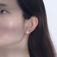 1 Pair Ig Style Modern Style Geometric Square Plating Inlay Sterling Silver Zircon 14k Gold Plated Rhodium Plated Ear Studs main image 2