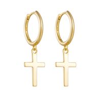 1 Pair Ig Style Cross Plating Sterling Silver 14k Gold Plated Rhodium Plated Drop Earrings main image 7