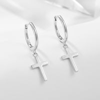 1 Pair Ig Style Cross Plating Sterling Silver 14k Gold Plated Rhodium Plated Drop Earrings main image 9