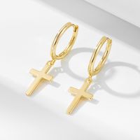 1 Pair Ig Style Cross Plating Sterling Silver 14k Gold Plated Rhodium Plated Drop Earrings main image 1