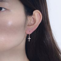 1 Pair Ig Style Cross Plating Sterling Silver 14k Gold Plated Rhodium Plated Drop Earrings main image 5