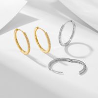 1 Pair Ig Style Solid Color Plating Inlay Sterling Silver Zircon 14k Gold Plated Rhodium Plated Hoop Earrings main image 8
