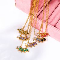 304 Stainless Steel 18K Gold Plated Simple Style Classic Style Plating Inlay Color Block Rhinestones Necklace main image 2