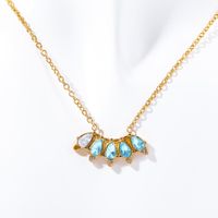 304 Stainless Steel 18K Gold Plated Simple Style Classic Style Plating Inlay Color Block Rhinestones Necklace sku image 2