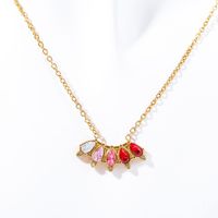 304 Stainless Steel 18K Gold Plated Simple Style Classic Style Plating Inlay Color Block Rhinestones Necklace sku image 3