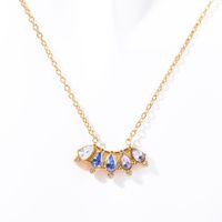 304 Stainless Steel 18K Gold Plated Simple Style Classic Style Plating Inlay Color Block Rhinestones Necklace sku image 6