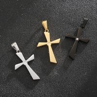 1 Piece Titanium Steel Zircon 18K Gold Plated Cross main image 5