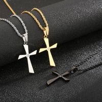 1 Piece Titanium Steel Zircon 18K Gold Plated Cross main image 4