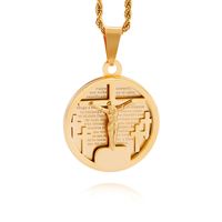 Casual Hip-Hop Cross Round Titanium Steel Plating 18K Gold Plated Charms main image 2