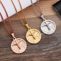 Casual Hip-Hop Cross Round Titanium Steel Plating 18K Gold Plated Charms main image 1