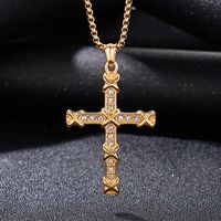 1 Pieza Acero Titanio Diamantes De Imitación Chapados en oro de 18k Cruzar main image 2