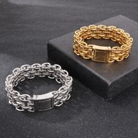 Punk Solid Color Titanium Steel Plating Chain Gold Plated Men's Bracelets main image 5