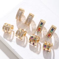 1 Pair Vintage Style Circle Solid Color Plating Inlay Copper Zircon Gold Plated Hoop Earrings main image 11