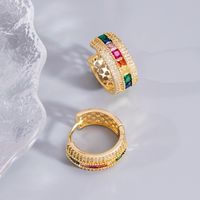 1 Pair Vintage Style Circle Solid Color Plating Inlay Copper Zircon Gold Plated Hoop Earrings main image 8