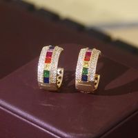 1 Pair Vintage Style Circle Solid Color Plating Inlay Copper Zircon Gold Plated Hoop Earrings main image 5