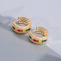 1 Pair Vintage Style Circle Solid Color Plating Inlay Copper Zircon Gold Plated Hoop Earrings main image 2