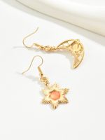 1 Pair Elegant Lady Sun Moon Alloy Drop Earrings sku image 1