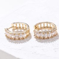 1 Pair Vintage Style Circle Solid Color Plating Inlay Copper Zircon Gold Plated Hoop Earrings main image 7