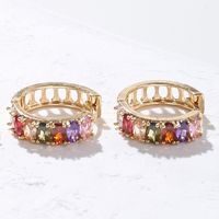 1 Pair Vintage Style Circle Solid Color Plating Inlay Copper Zircon Gold Plated Hoop Earrings sku image 1