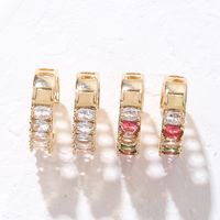 1 Pair Vintage Style Circle Solid Color Plating Inlay Copper Zircon Gold Plated Hoop Earrings main image 3