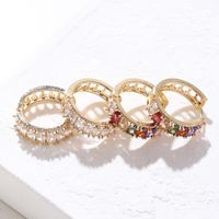 1 Pair Vintage Style Circle Solid Color Plating Inlay Copper Zircon Gold Plated Hoop Earrings main image 1
