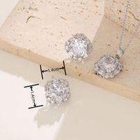Elegant Lady Geometric Copper Inlay Zircon White Gold Plated Earrings Necklace main image 7