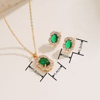 Elegant Streetwear Rectangle Copper Inlay Zircon White Gold Plated Earrings Necklace main image 7