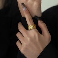 Vintage Style Solid Color Stainless Steel Plating 18k Gold Plated Open Rings main image 2