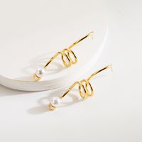 1 Pair Elegant Streetwear Geometric Round Flower Inlay 304 Stainless Steel Artificial Pearls Rhinestones 14K Gold Plated Ear Studs sku image 11