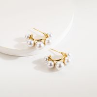 1 Pair Elegant Streetwear Geometric Round Flower Inlay 304 Stainless Steel Artificial Pearls Rhinestones 14K Gold Plated Ear Studs sku image 7
