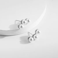 1 Pair Elegant Streetwear Geometric Round Flower Inlay 304 Stainless Steel Artificial Pearls Rhinestones 14K Gold Plated Ear Studs sku image 5