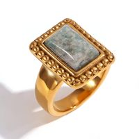 Basic Vintage Style Classic Style Geometric Stainless Steel Plating Inlay Natural Stone 18k Gold Plated Rings Earrings sku image 8