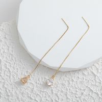 1 Pair Simple Style Classic Style Water Droplets Inlay Copper Zircon Gold Plated Ear Line main image 4